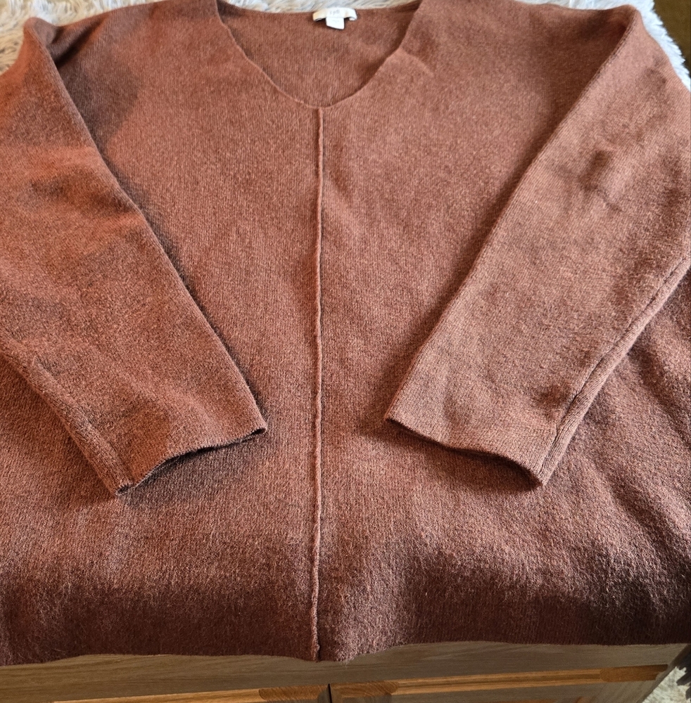 J.Jill Rust Color V Neck Sweater Size Med - Picture 5 of 16